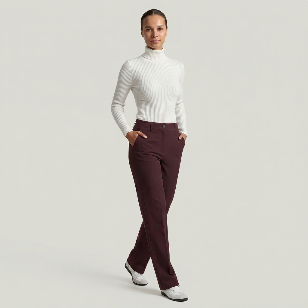Women’s Suit Pants - Straight Leg Flat Front Loose Fit