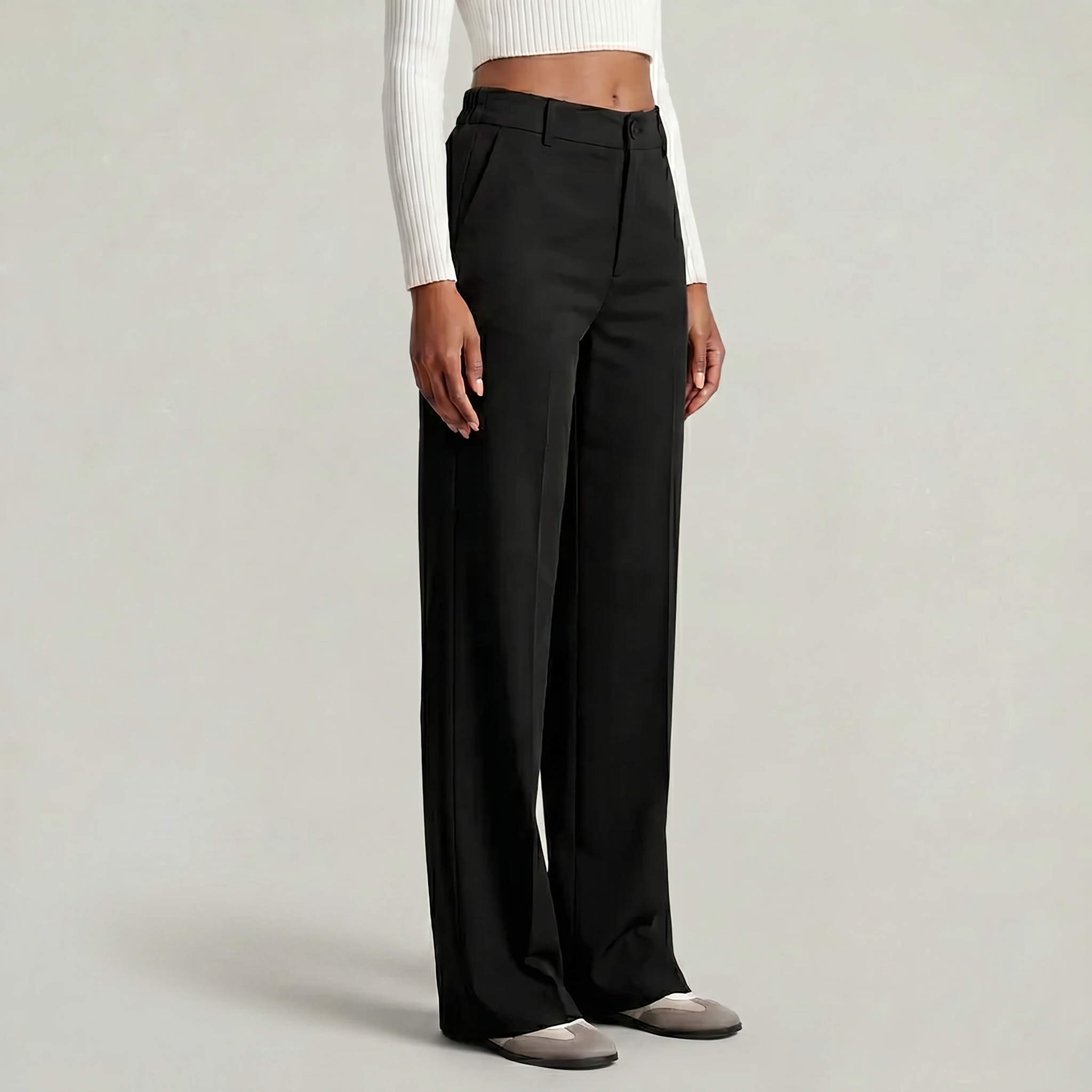 Women’s Suit Pants - Straight Leg Flat Front Loose Fit