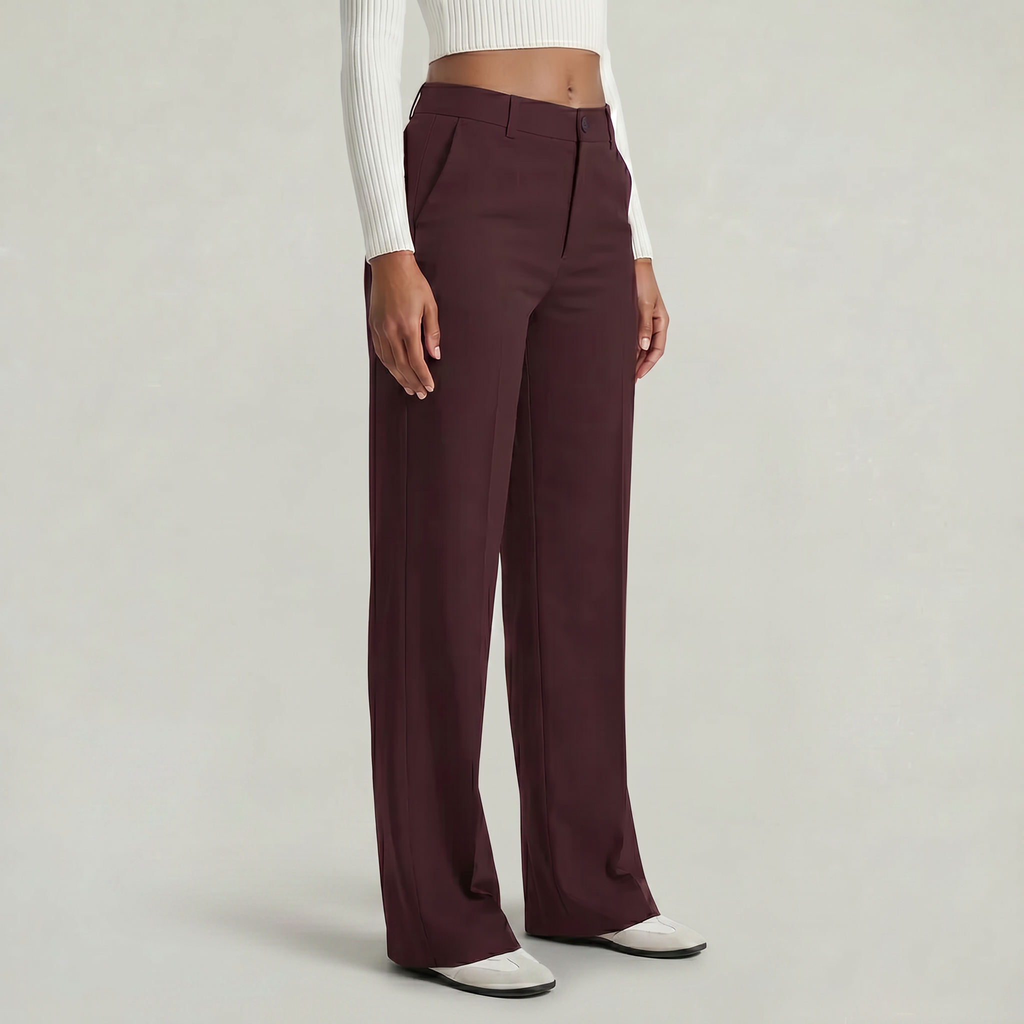Women’s Suit Pants - Straight Leg Flat Front Loose Fit