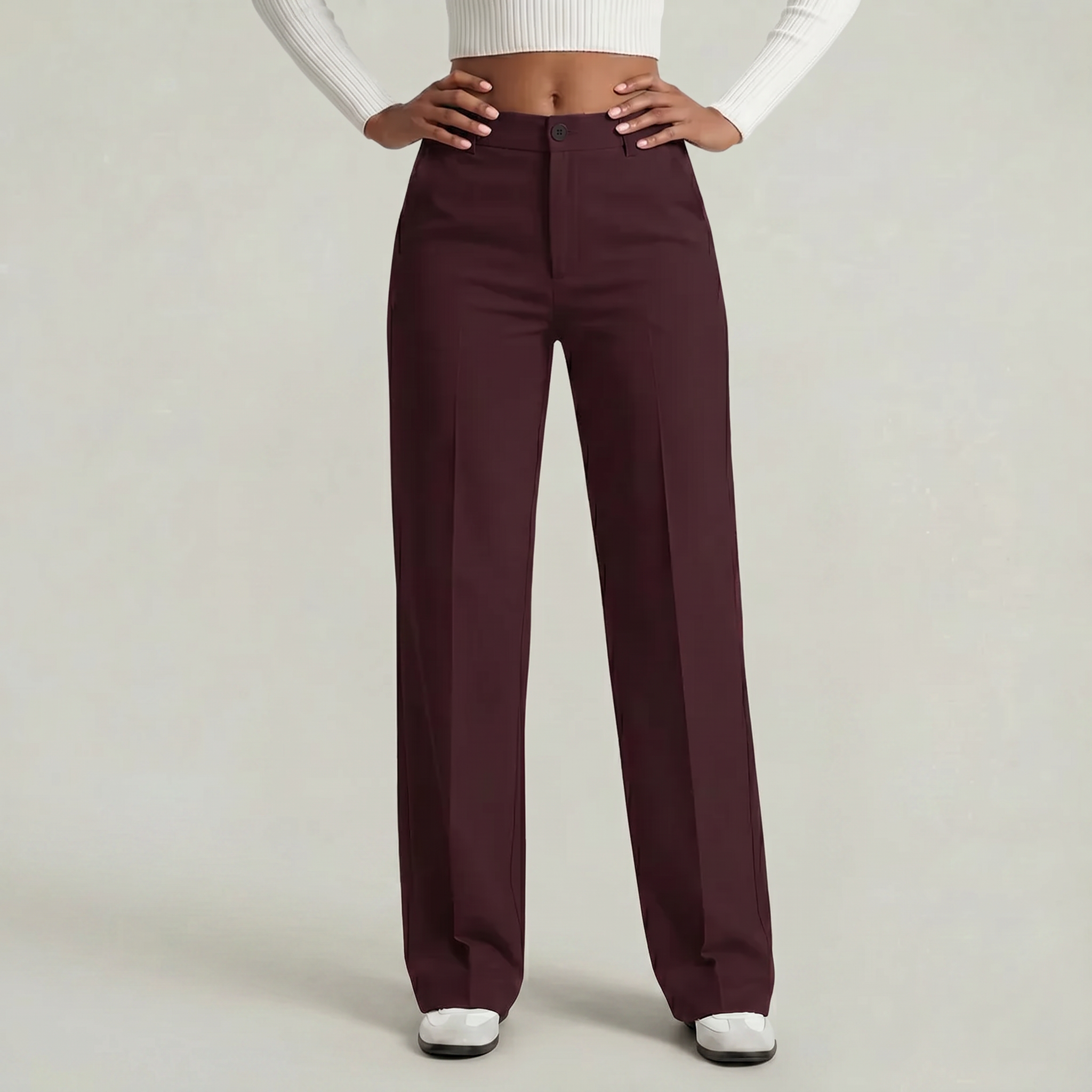 Women’s Suit Pants - Straight Leg Flat Front Loose Fit