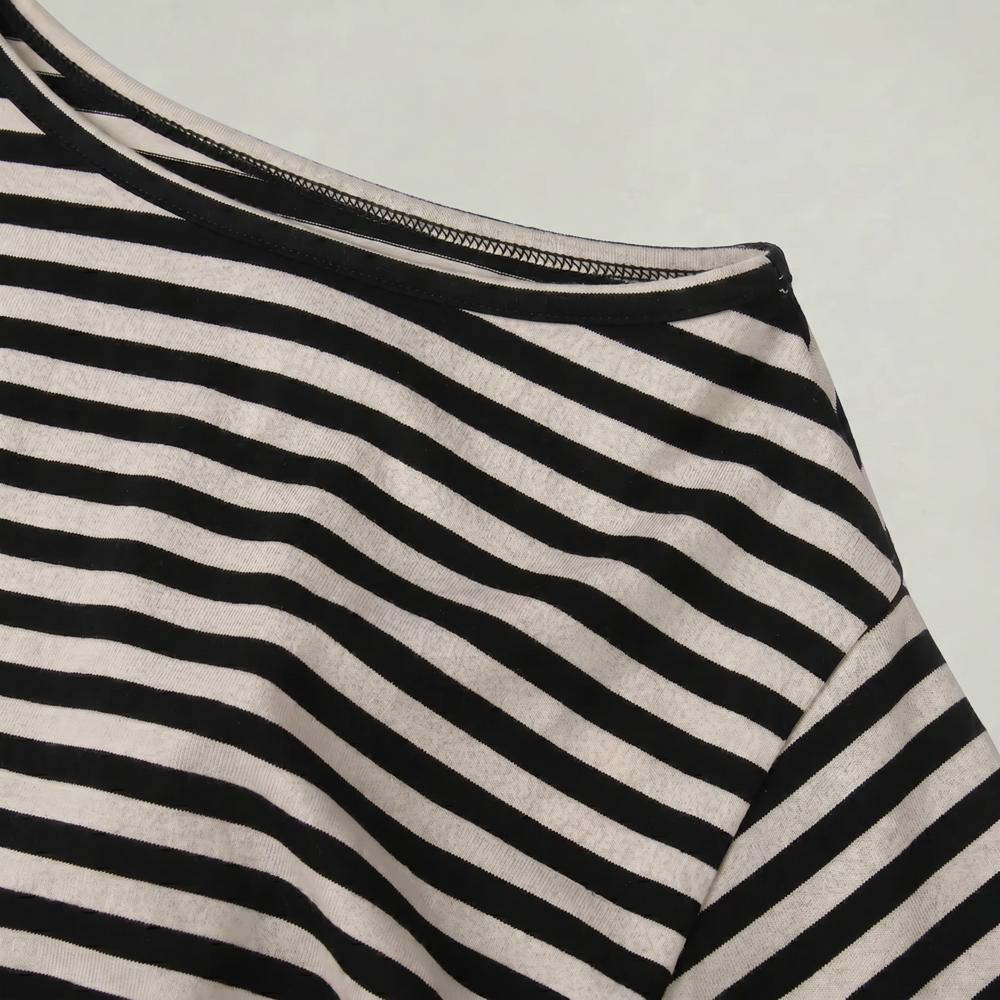 Women’s Striped Ruched Waist T-Shirt - Inclined Shoulder Slim Fit Casual Top