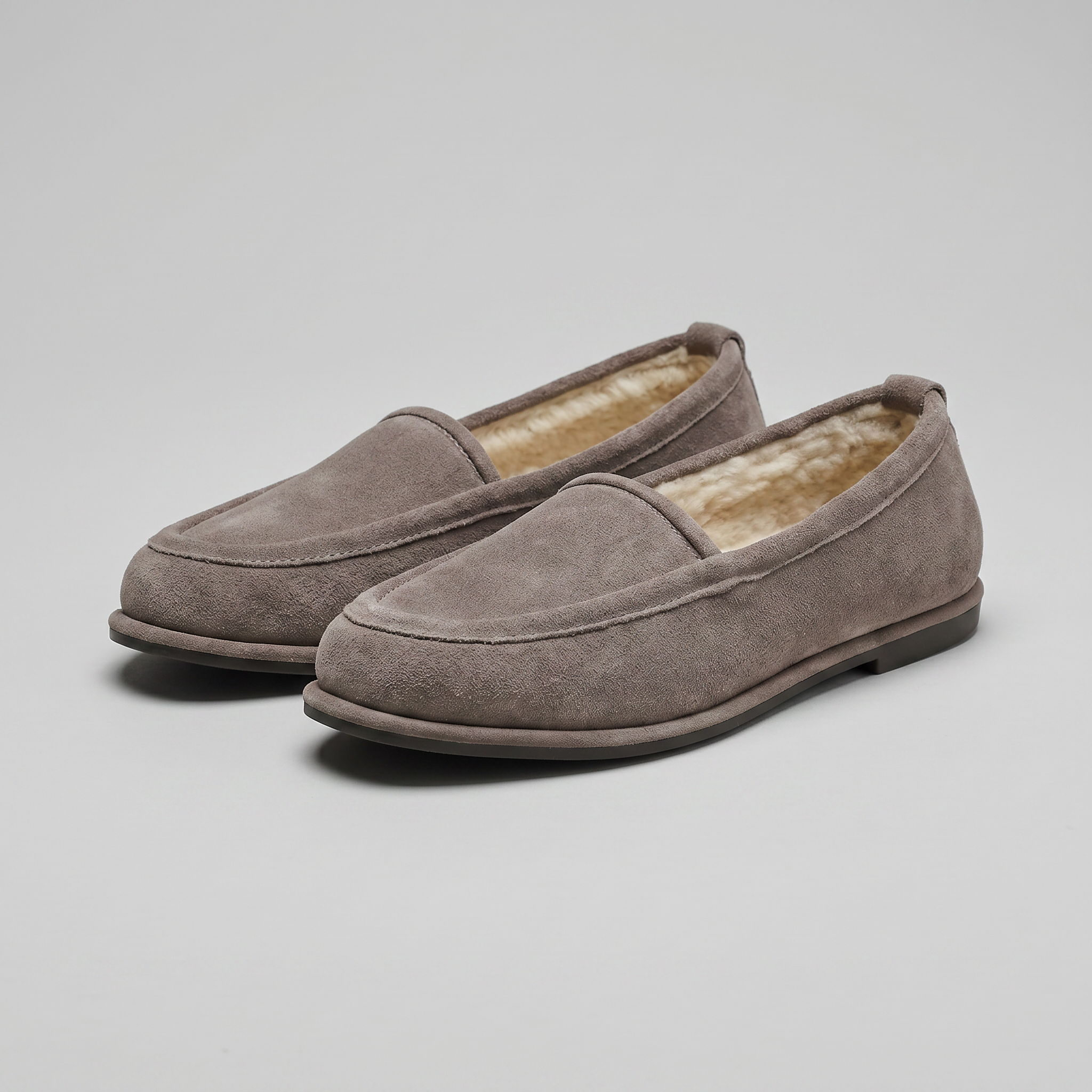 Women’s Suede Fur Lined Loafers - Slip On Winter Flats