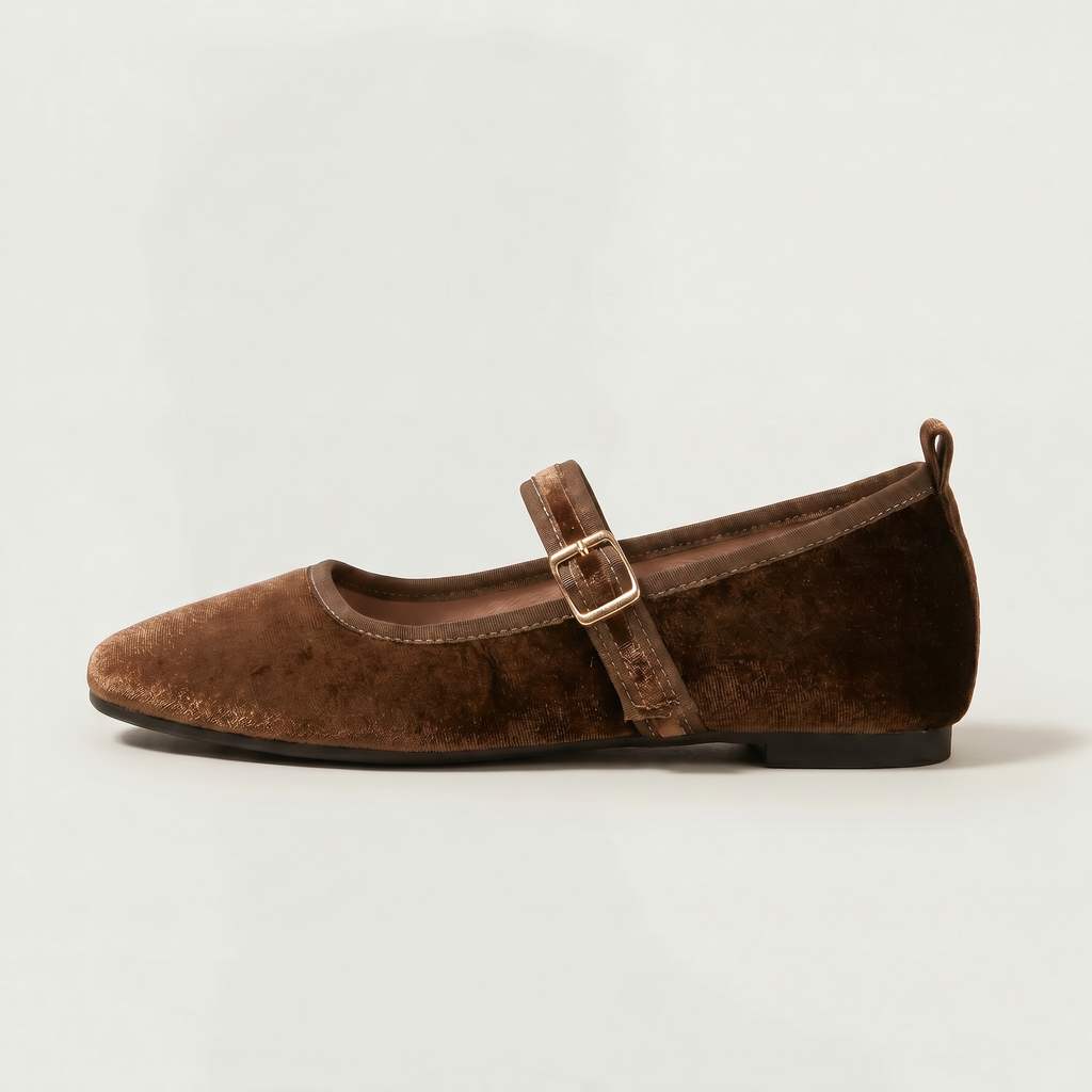 Women’s Low-Cut Square-Toe Flat Shoes - Buckle Strap Comfort Fit