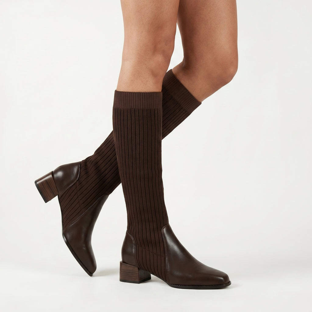 Women’s Tall Boots - Block Heel Knee High Fit