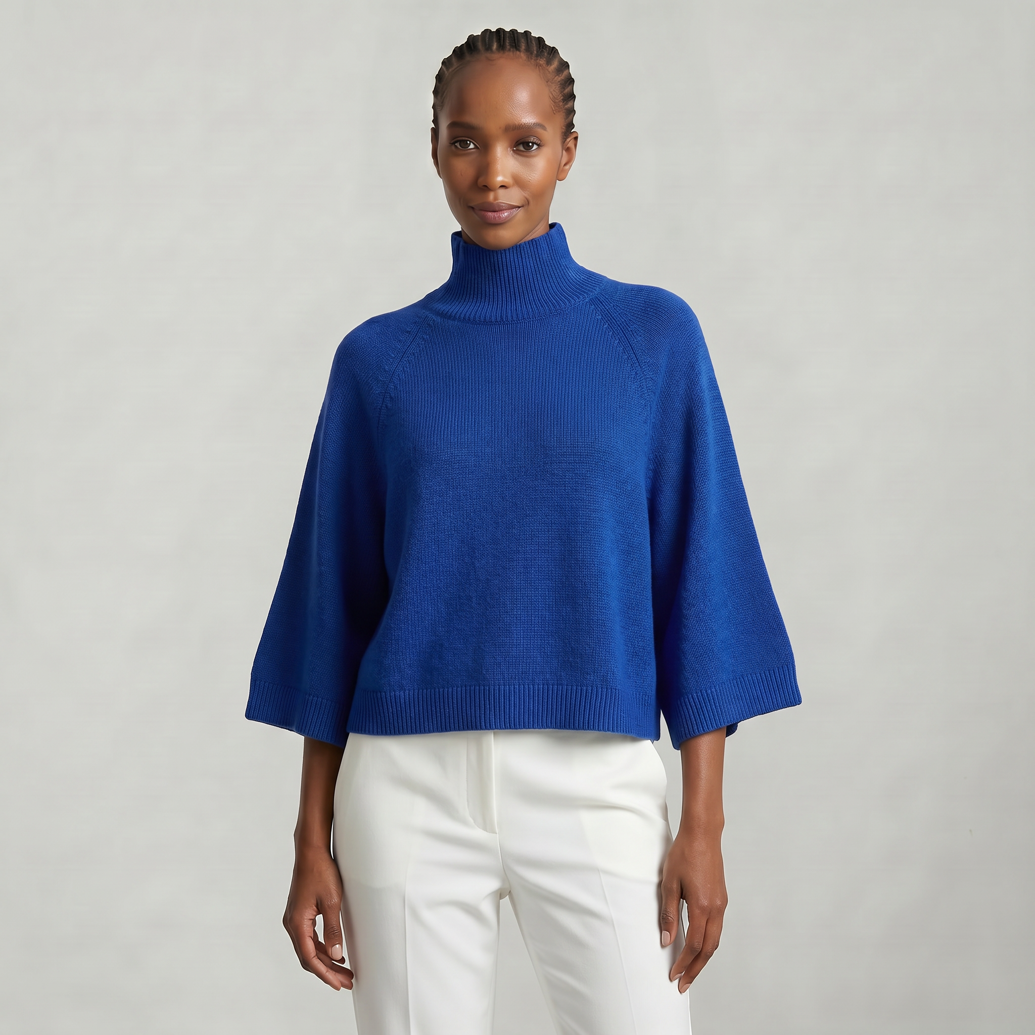Women’s Turtleneck Sweater - Flared Sleeve Loose Fit Pullover