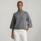 Women’s Turtleneck Sweater - Flared Sleeve Loose Fit Pullover