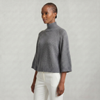 Women’s Turtleneck Sweater - Flared Sleeve Loose Fit Pullover