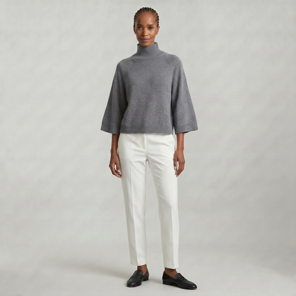 Women’s Turtleneck Sweater - Flared Sleeve Loose Fit Pullover