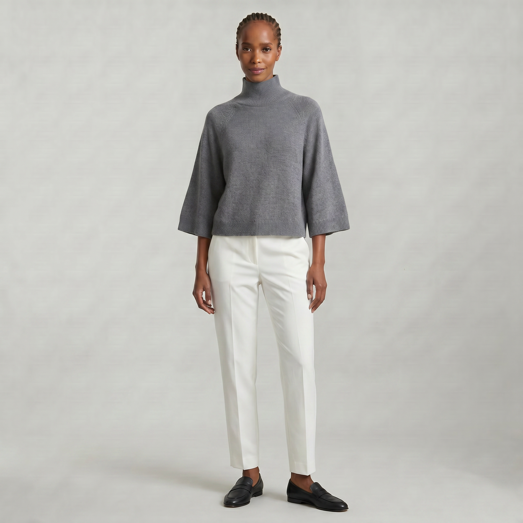 Women’s Turtleneck Sweater - Flared Sleeve Loose Fit Pullover