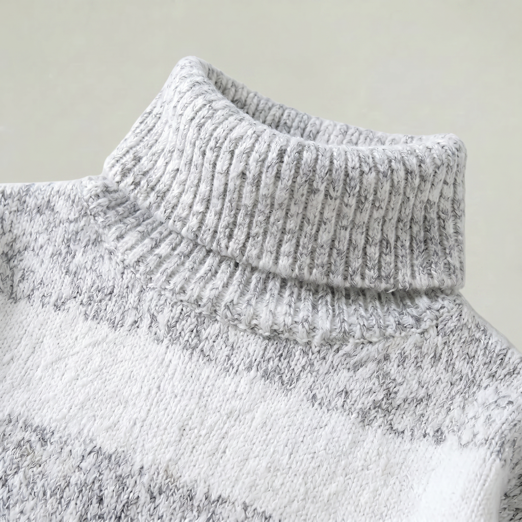 Women’s Turtleneck Sweater - Striped Loose Fit