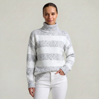 Women’s Turtleneck Sweater - Striped Loose Fit