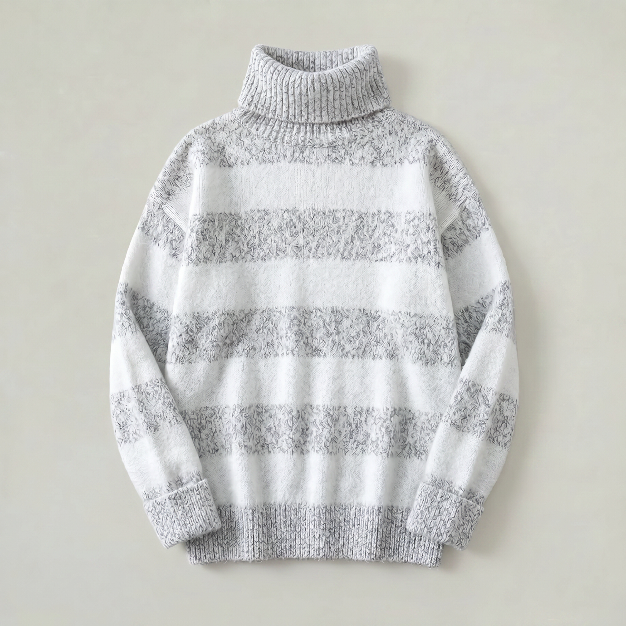 Women’s Turtleneck Sweater - Striped Loose Fit
