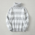 Women’s Turtleneck Sweater - Striped Loose Fit