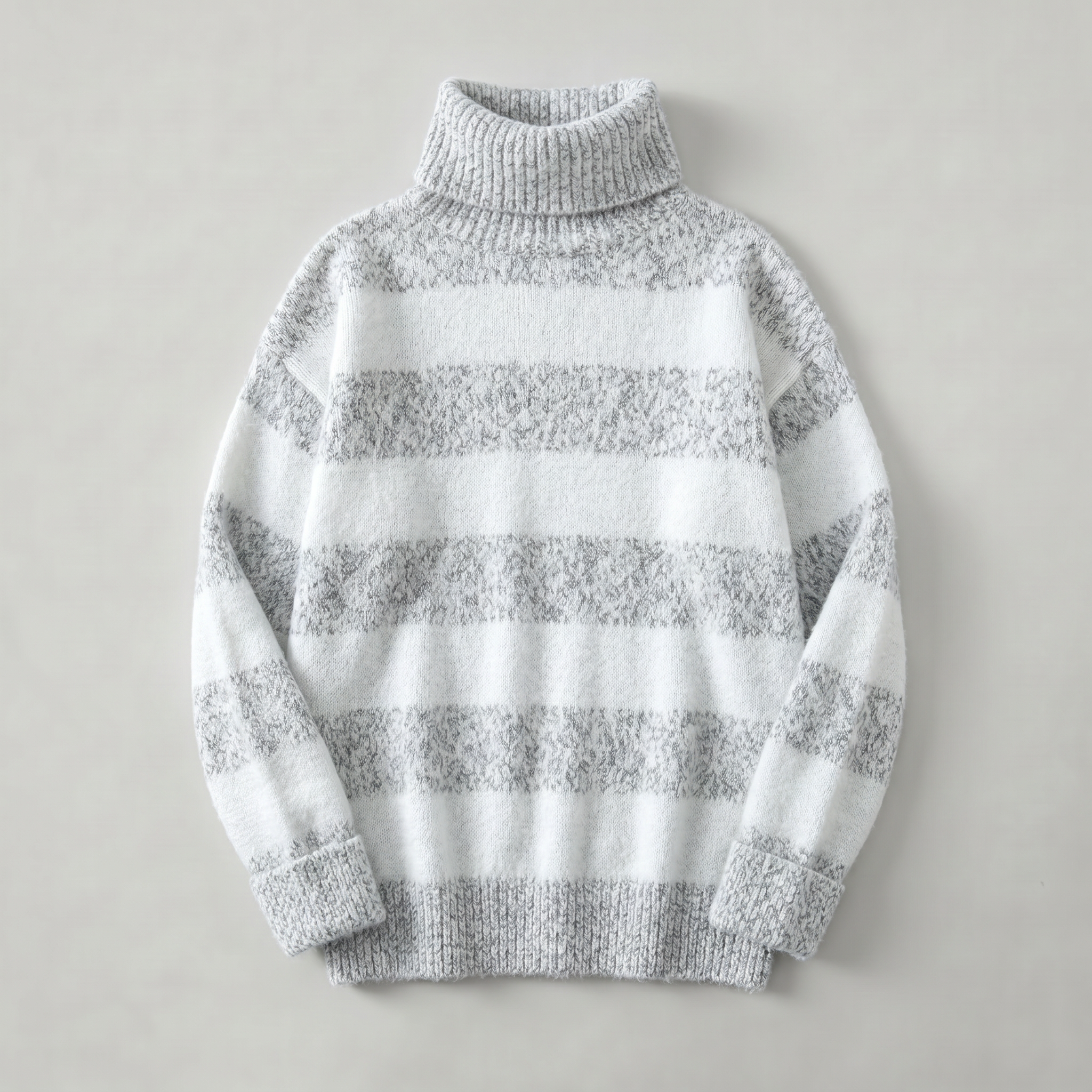 Women’s Turtleneck Sweater - Striped Loose Fit