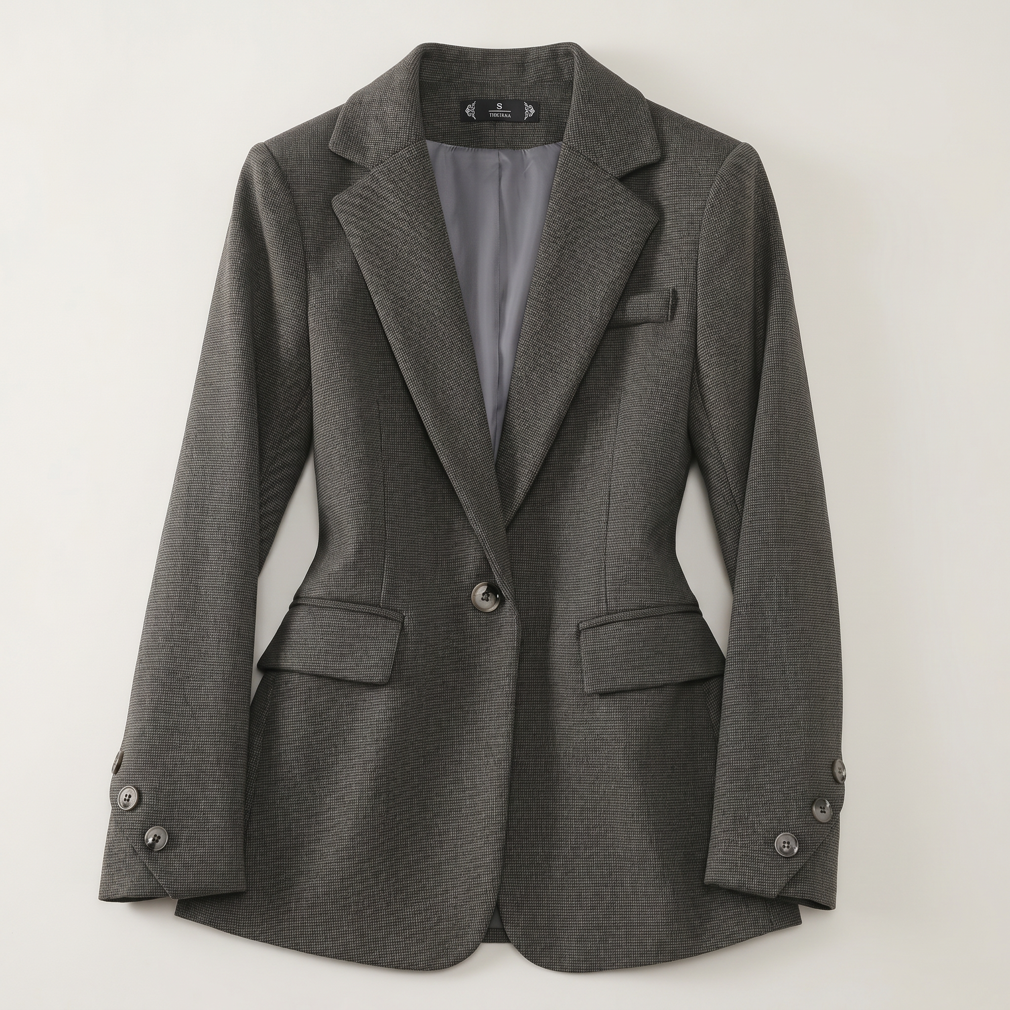 Women’s Tweed Blazer - Single Button Tailored Slim Fit