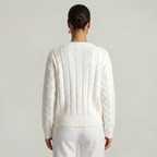 Women’s V-Neck Cable Knit Sweater - Long Sleeve Regular Fit