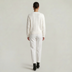 Women’s V-Neck Cable Knit Sweater - Long Sleeve Regular Fit