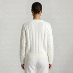 Women’s V-Neck Cable Knit Sweater - Long Sleeve Regular Fit