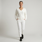 Women’s V-Neck Cable Knit Sweater - Long Sleeve Regular Fit
