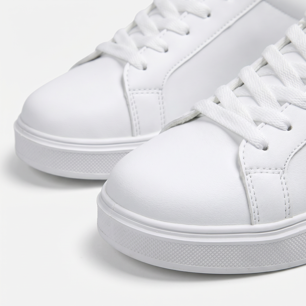Women’s White Dress Sneakers - Casual Lace-Up Everyday Shoes