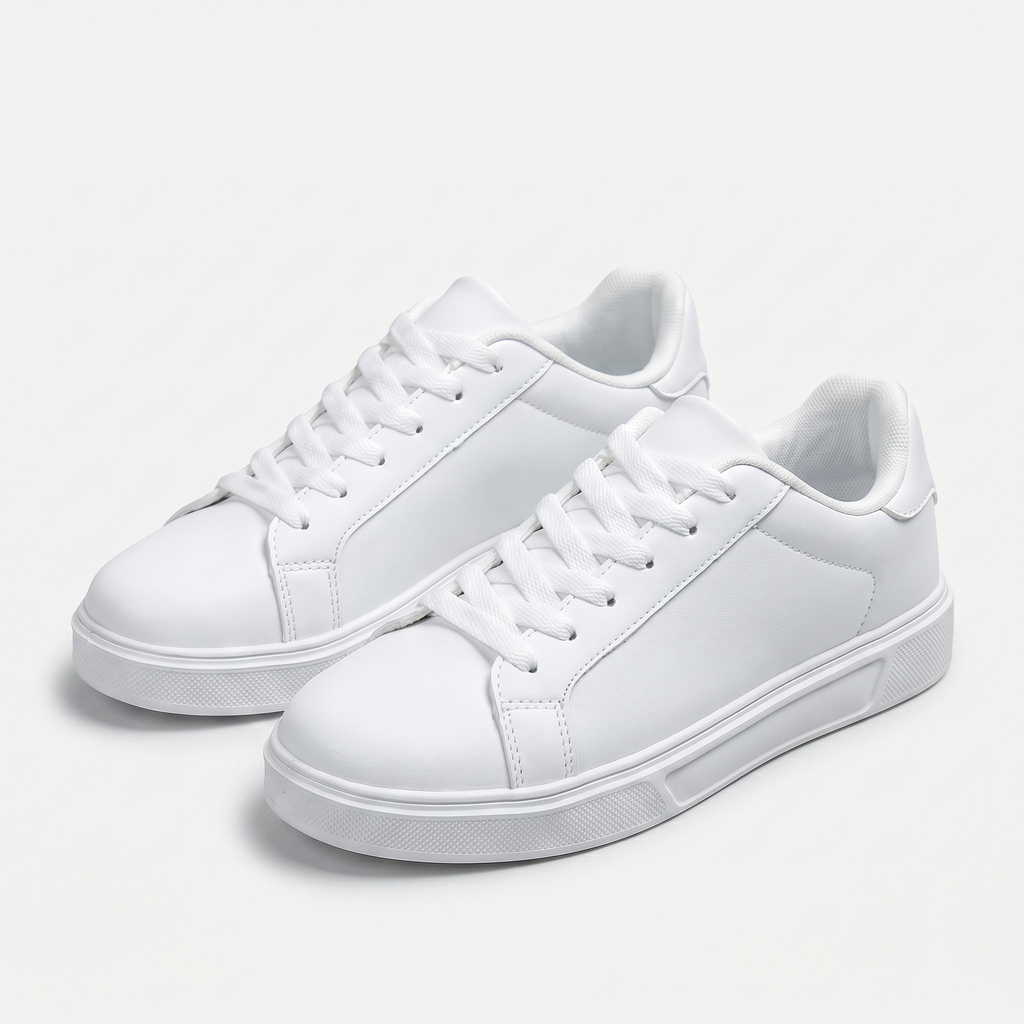 Women’s White Dress Sneakers - Casual Lace-Up Everyday Shoes