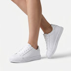 Women’s White Dress Sneakers - Casual Lace-Up Everyday Shoes