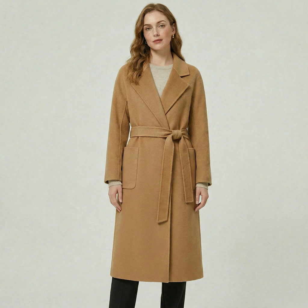 Women’s Wool Long Coat - Belted Tailored Fit