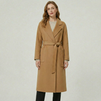 Women’s Wool Long Coat - Belted Tailored Fit