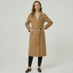 Women’s Wool Long Coat - Belted Tailored Fit