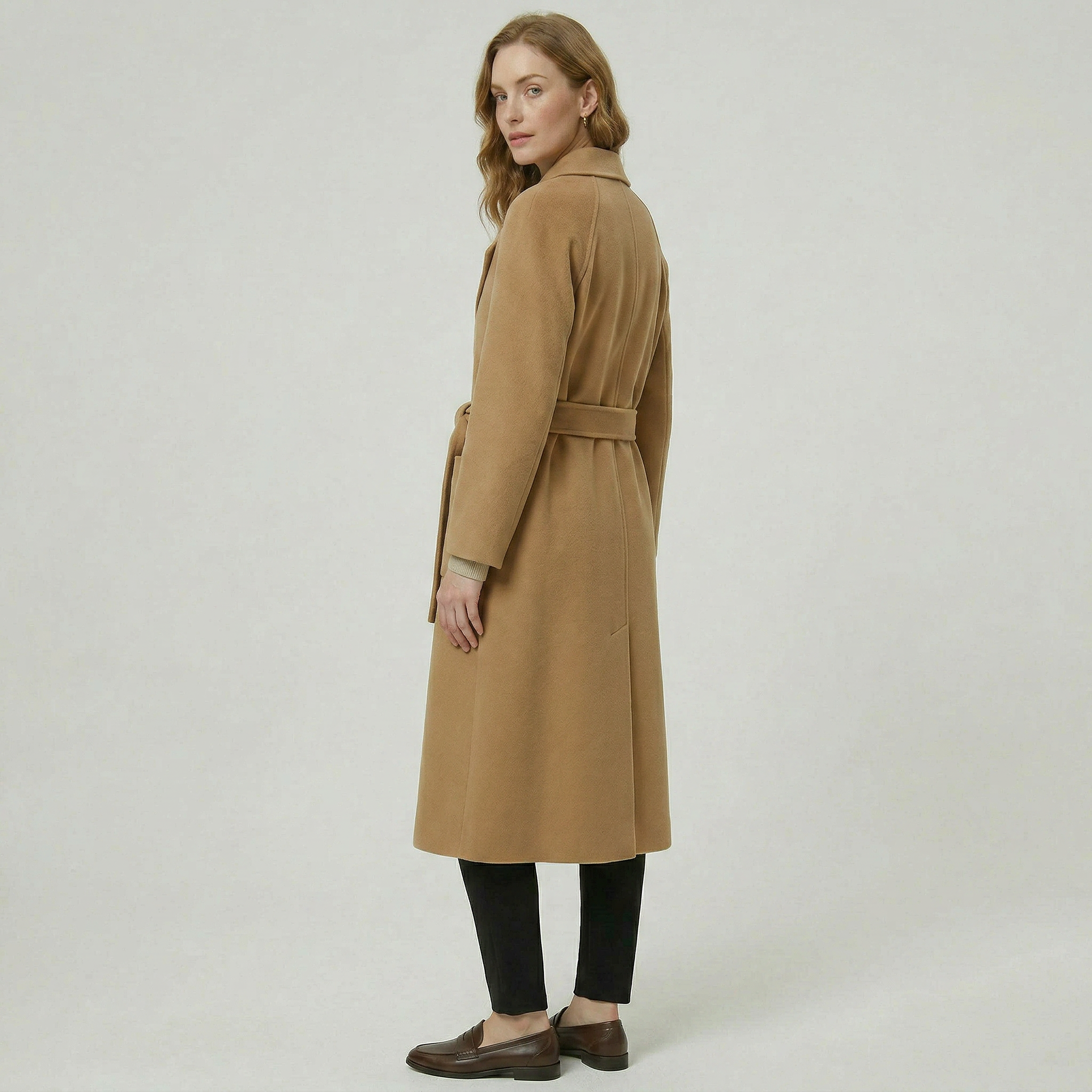 Women’s Wool Long Coat - Belted Tailored Fit