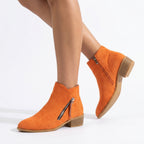 Women’s Retro Ankle Boots - Casual Zip Fashion Boots