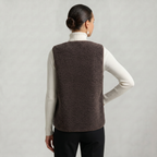 Women’s Sleeveless Zipper Teddy Vest - Relaxed Fit