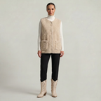 Women’s Sleeveless Zipper Teddy Vest - Relaxed Fit