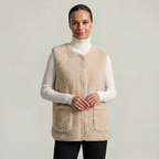 Women’s Sleeveless Zipper Teddy Vest - Relaxed Fit