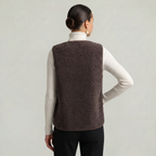 Women’s Sleeveless Zipper Teddy Vest - Relaxed Fit