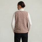 Women’s Sleeveless Zipper Teddy Vest - Relaxed Fit