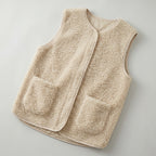 Women’s Sleeveless Zipper Teddy Vest - Relaxed Fit